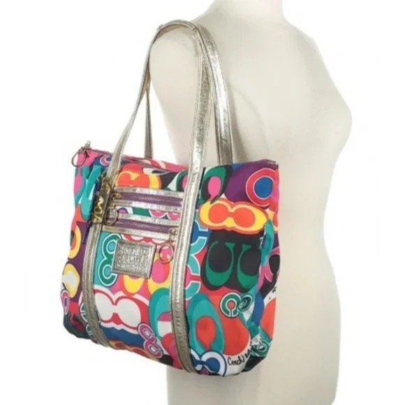Coach Daisy Pop C Print Blue Tote